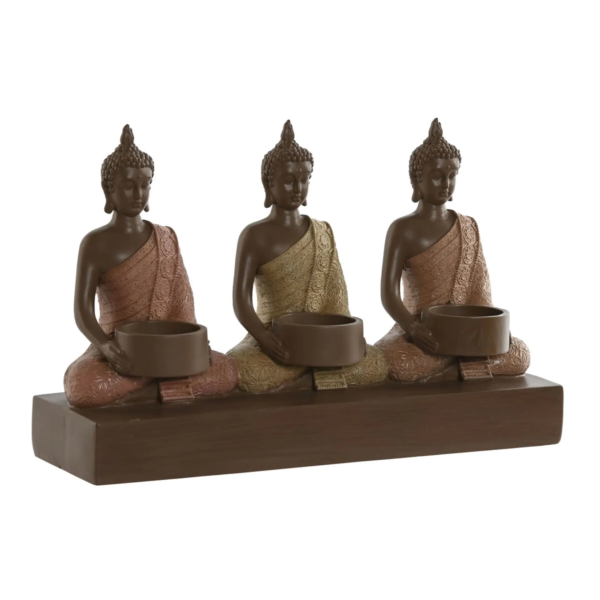 Bougeoir en Résine Marron, Orange, Corail & Citron – Home ESPRIT (28 × 8,5 × 17 cm)