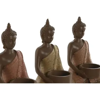 Bougeoir en Résine Marron, Orange, Corail & Citron – Home ESPRIT (28 × 8,5 × 17 cm) - Vue 4